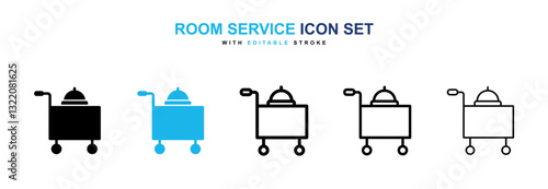 Room service icons vector collection in black and blue colors on white background