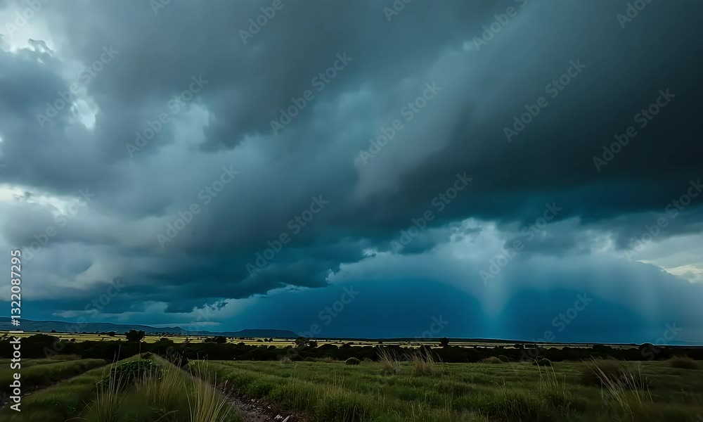 dark clouds and rain over a field . dark clouds and rain over a field .