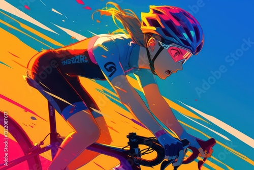 A Cyclist Pedals Vigorously On The Bicycle During The Race