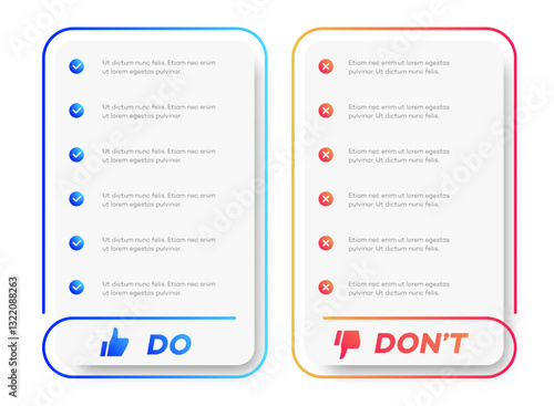Do and dont infographic vector template modern style vector 10 eps