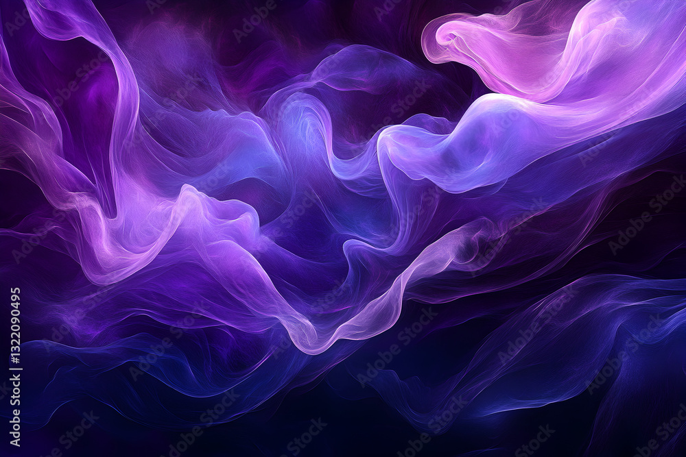 Fototapeta premium Glowing purple and blue wave formation with smooth curves for energetic backgrounds, tech visuals, and futuristic art concepts