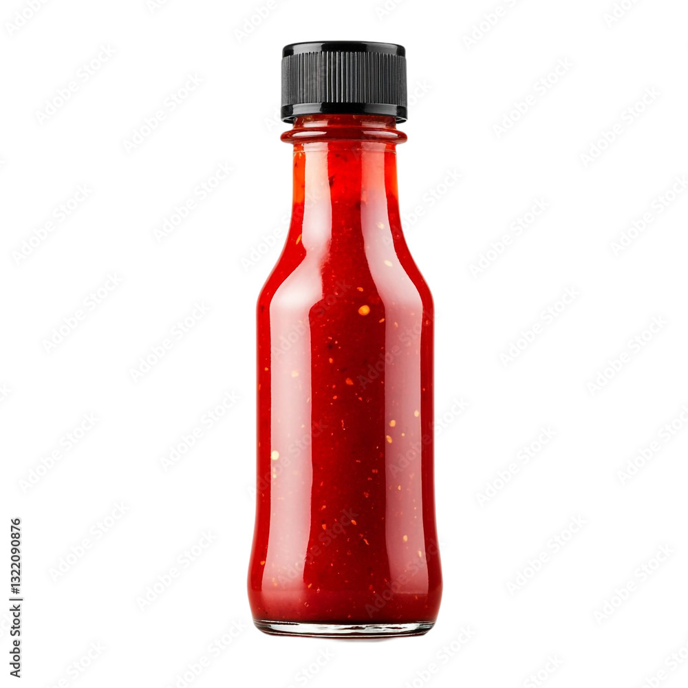 Spicy hot sauce in a glass bottle ready to add flavor Spicy hot sauce in a glass bottle ready to add flavor