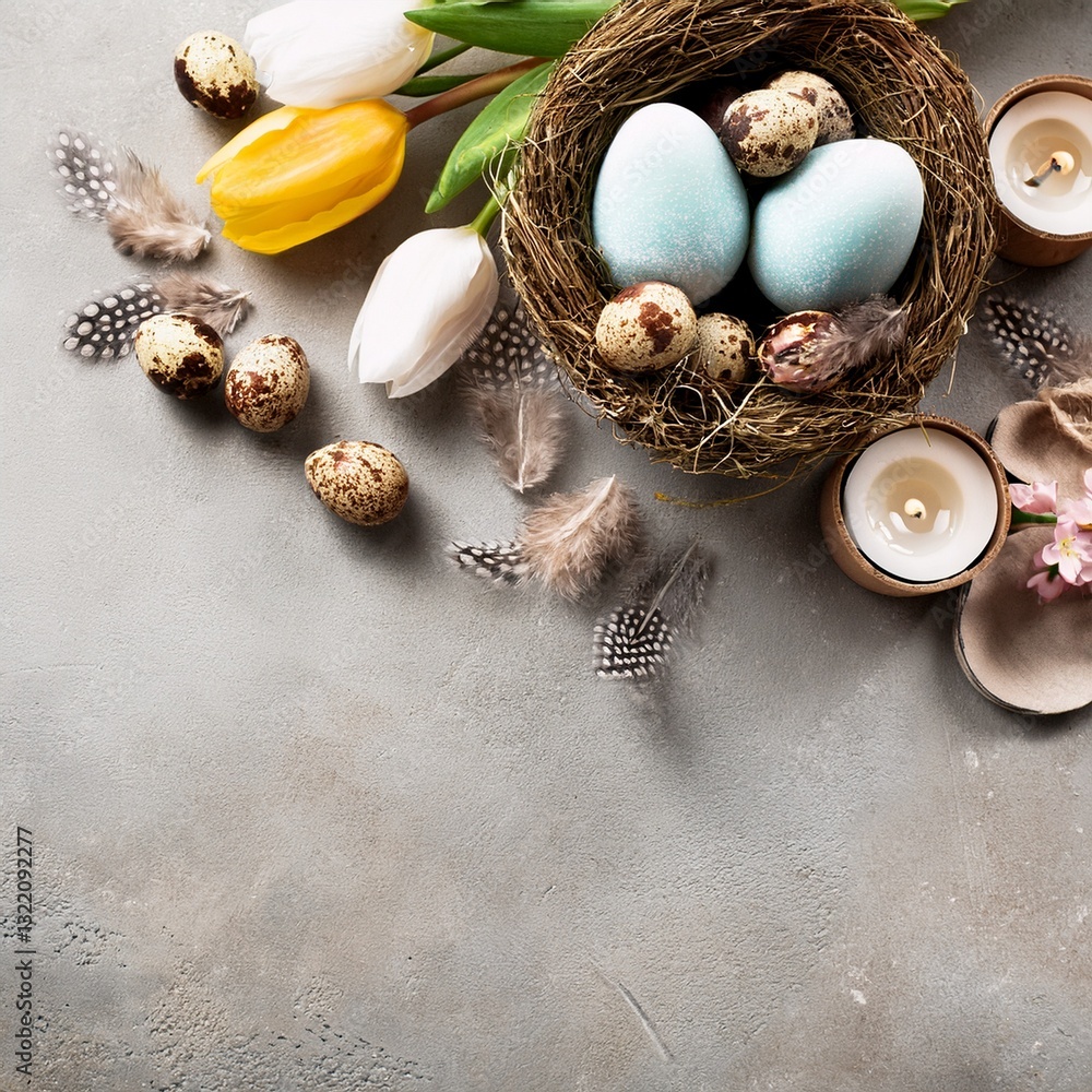 Easter composition on concrete background
Easter composition on concrete background