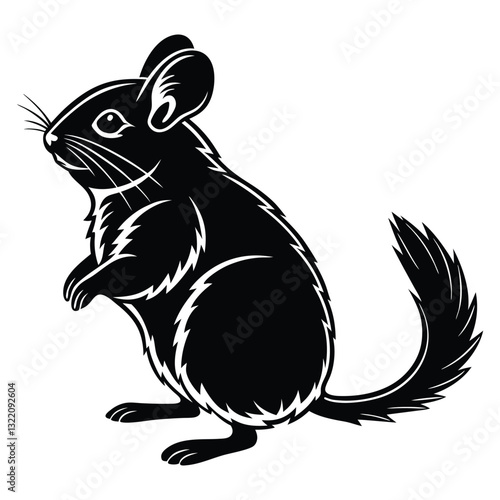 Chinchilla silhouettes and icons. Black flat color simple elegant white background Chinchilla animal vector and illustration.