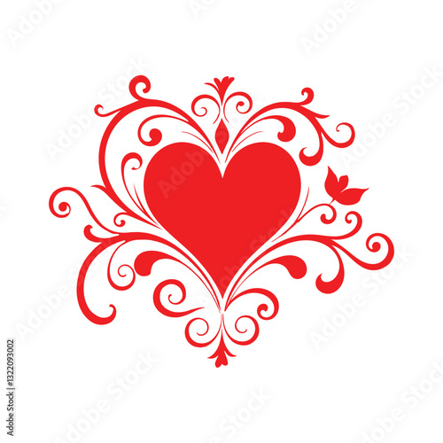 Elegant Floral Heart Design | Ornamental Love Symbol | Decorative Romantic Heart Vector Design 