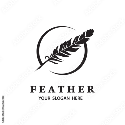 feather pen icon isolated on white background