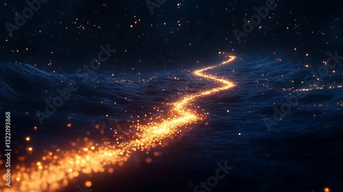 A glowing constellation of stars forming a symbolic path across the night sky