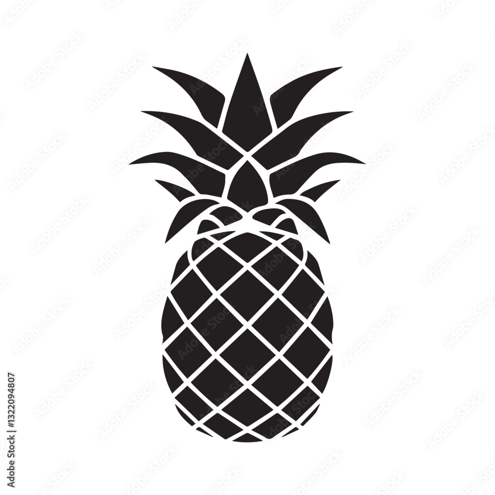 Geometric Pineapple Silhouette - Minimalist Black and White Vector Geometric Pineapple Silhouette - Minimalist Black and White Vector