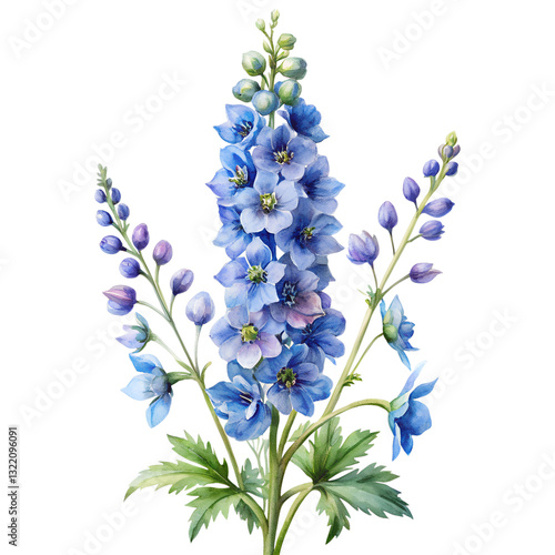 Delphinium flower isolated on transparent background.PNG FORMAT