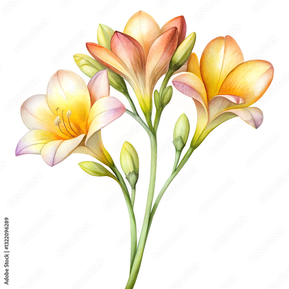 Naklejka premium Freesia flower isolated on transparent background.PNG FORMAT