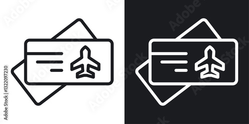 Air tickets icon set in black and white stroke lines