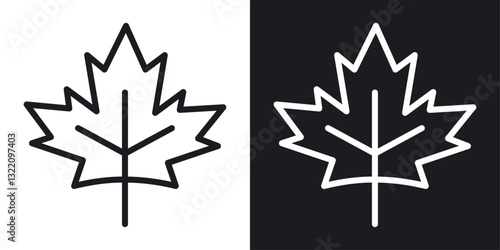 Autumn leaf canadian icon set in black and white stroke lines