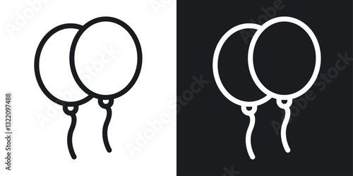Balloons icon set in black and white stroke lines