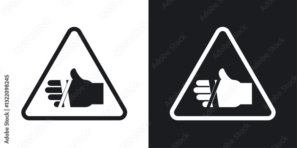 Chemical burns hazard sign set in black and white stroke lines Chemical burns hazard sign set in black and white stroke lines