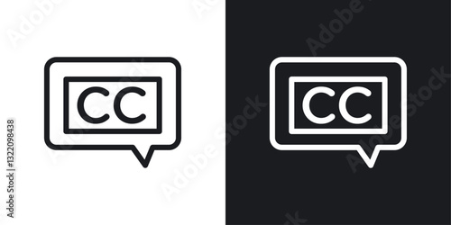Closed caption icon set in black and white stroke lines