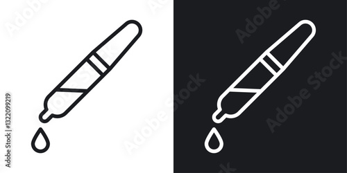 Dropper pipette icon set in black and white stroke lines