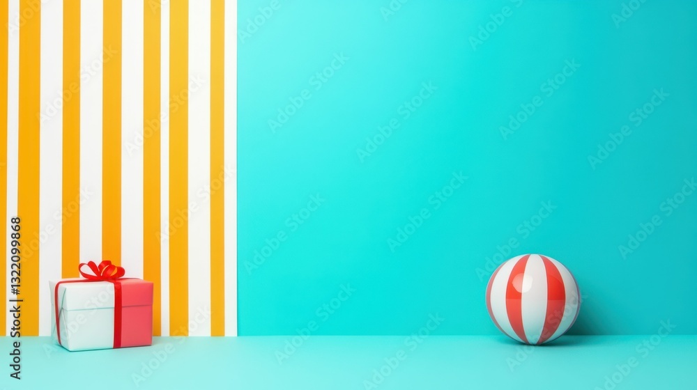 Creative display of brightly colored gift boxes with playful elements for festive designs Creative display of brightly colored gift boxes with playful elements for festive designs