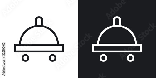Food delivery icon set in black and white stroke lines