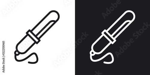 Hair curler icon set in black and white stroke lines