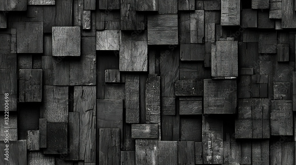 A monochromatic photograph of a wooden wall with a bench positioned in front of it A monochromatic photograph of a wooden wall with a bench positioned in front of it