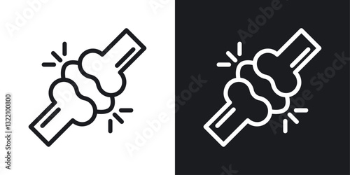 Herniated disc icon set in black and white stroke lines