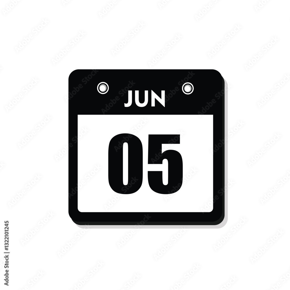 calender icon, 05 june icon with white background calender icon, 05 june icon with white background