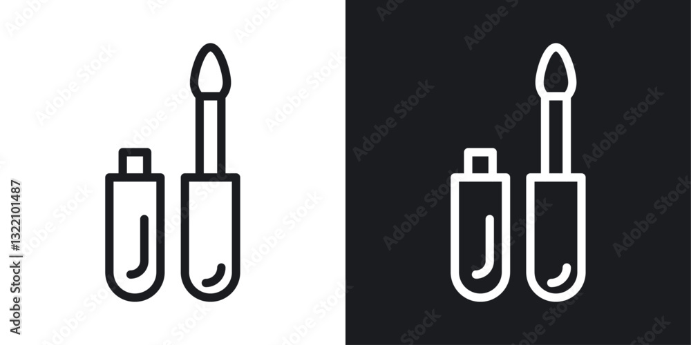 Lip gloss icon set in black and white stroke lines Lip gloss icon set in black and white stroke lines