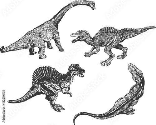 Cartoon Dino Pack, Dinosaurus Drawing Vector