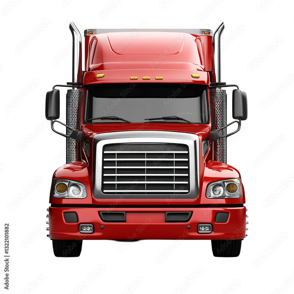 Powerful Red Semi Truck Front View Majestic and Bold
