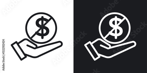 No dollar sign set in black and white stroke lines