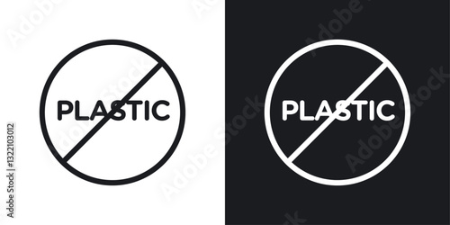 No plastic sign set in black and white stroke lines