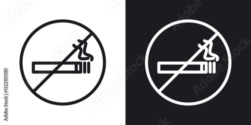 No smoking including electronic cigarettes sign set in black and white stroke lines