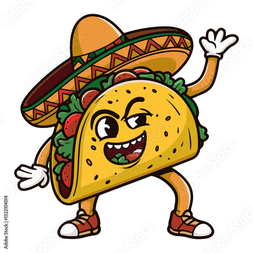 Cute Cartoon Taco Character - Fun Mexican Food Mascot with Sombrero