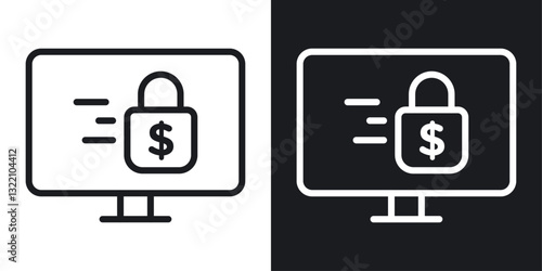 Safe transfer icon set in black and white stroke lines