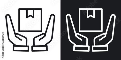 Safe delivery icon set in black and white stroke lines