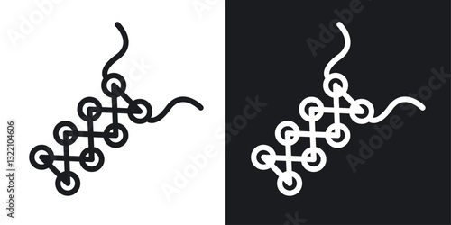 Shoe lace icon set in black and white stroke lines