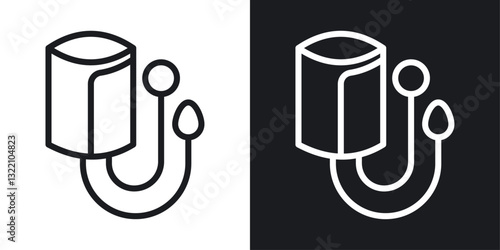 Sphygmomanometer icon set in black and white stroke lines