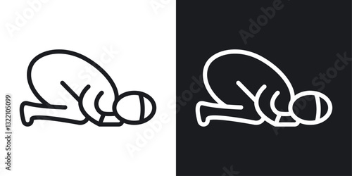 Sujud icon set in black and white stroke lines