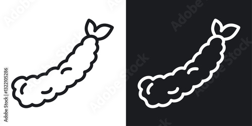 Tempura icon set in black and white stroke lines