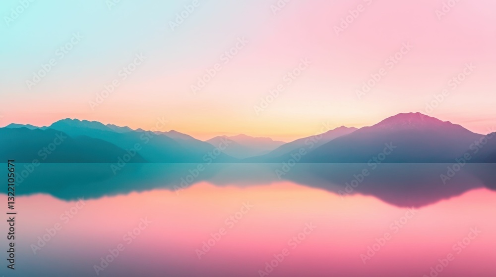 Tranquil mountain lake at sunset with stunning reflection Tranquil mountain lake at sunset with stunning reflection