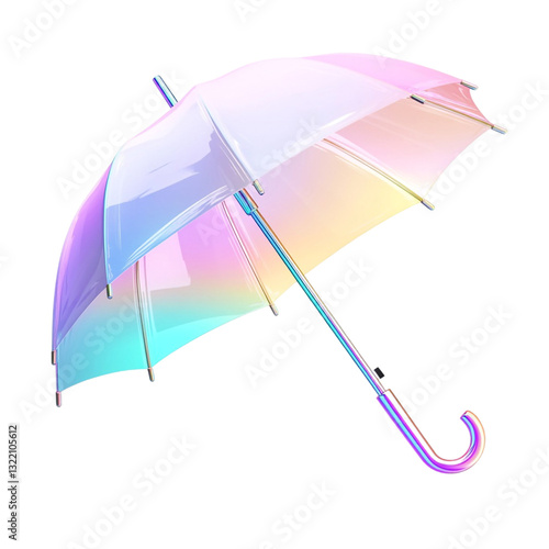 A vibrant iridescent umbrella shines brightly a dreamy accessory