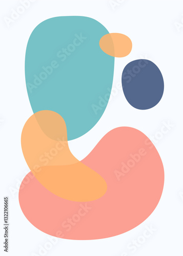 Minimalist colorful abstract organic shapes composition in trendy contemporary collage style, for poster, art print, wall decor ready to print