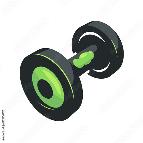 Dumbbell fitness icon showcasing strength in modern black and green design