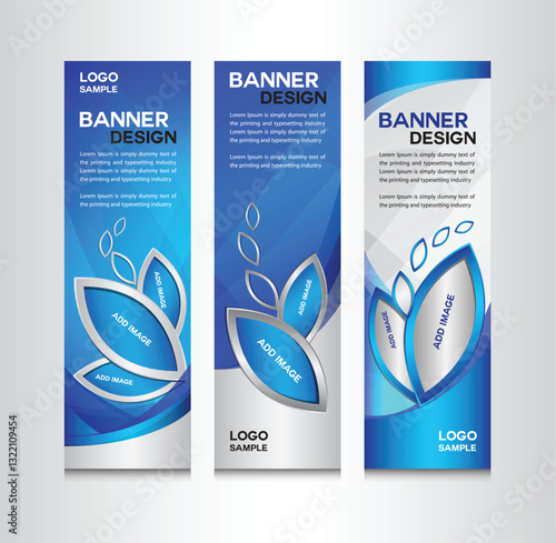 Blue and white Banner Design vector. web banner. Blue Roll up banner stand template design. vertical artwork. Social Media Cover. advertisement. flyer. poster. abstract Background. Professional design