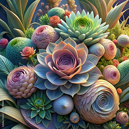A Colorful Arrangement of Succulents and Flowers.