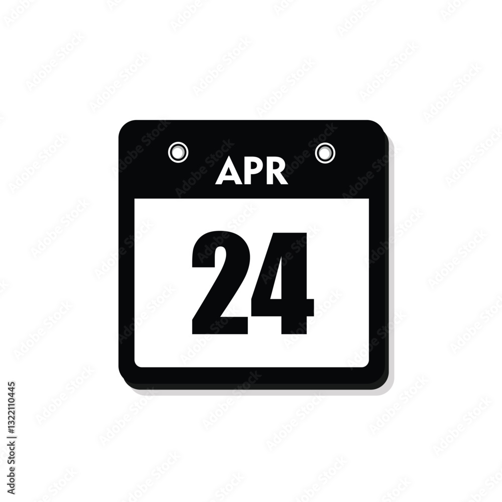 calender icon, 24 april icon with white background calender icon, 24 april icon with white background