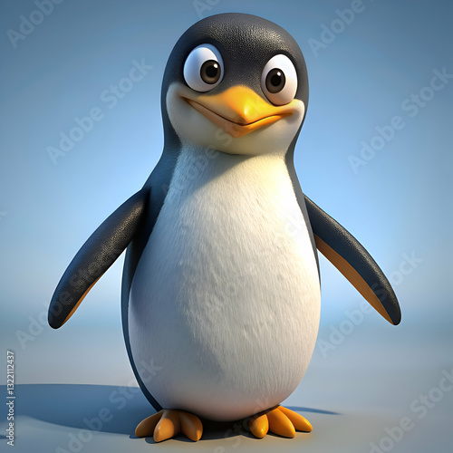 A cute cartoon penguin smiles for the camera.