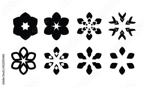abstract flower icons set. incredible abstract flower icon. simple flowers icons