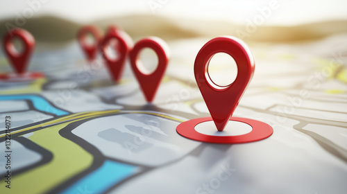 Marcadores de mapas modernos en el fondo. Pin de ubicación, pin de mapa, ubicación, dirección, icono de ubicación