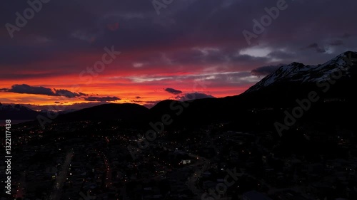 Twilight and sunset in Ushuaia, End of the World